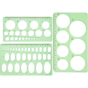 3 Pieces Circle Template for Drawing 3 Sizes Circle Stencil Templates for Drafting Round Plastic Geometric Stencil for Office and School Building Formwork Drawings (Clear Green)