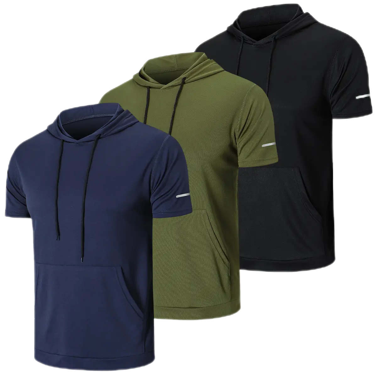 Men's Plain Round Neck Short Sleeve Mesh Athletic with Hood 3 Pack QuickDrying Moisture-Wicking Polyester Spring Sportswear gym shirts Active Top oversized gym shirts Athleisure Street Activewear Running