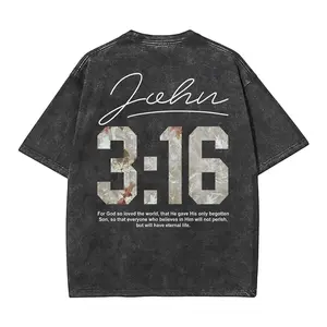 John 3:16 Christian Washed T-Shirt – Vintage Washed Bible Verse Graphic Tee, Inspirational Faith Shirt for Men & Women