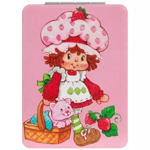 Strawberry Shortcake Compact Mirror with Adorable Character Design and Pink Background