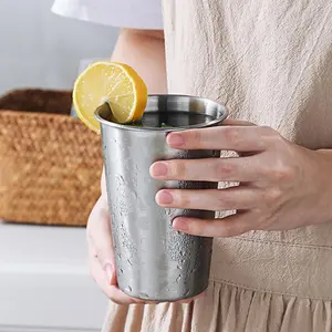 Stainless Steel Pint Cup, 4 Counts/set Stackable Beer Cup, Tumblers, Drinking Cups for Travel Outdoor, Home Bar Drinkware