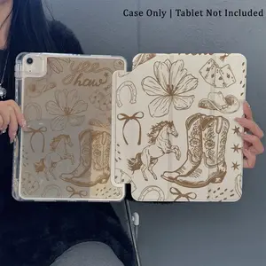Aesthetic Western Graffiti Pattern Protective Case, Fits iPad Air6/5/pro11/10/9 Generations, Transparent Anti-Drop Cover