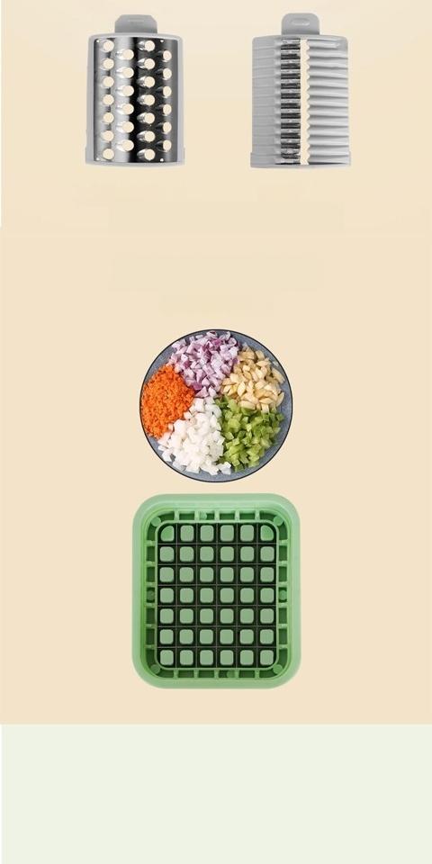 Tekinor Rotary Grater with Handle, 6 Well-Designed Blades, Strong Suction Cup Base, Vegetable Grater & Mandoline Slicer - Kitchen Utensils