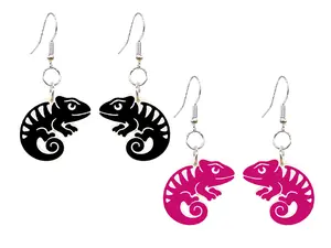 Chameleon Lizard Reptile Earrings Nature Wildlife Animal Jewelry Colorful Dangle Set of 2 Pairs