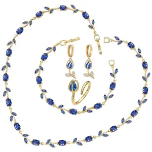 Luxury Rose Tulip Necklace n Bracelet For Women (Get Free Ring & Earring) Hypoallergenic Charm Jewelry Accessories Birthday Gift