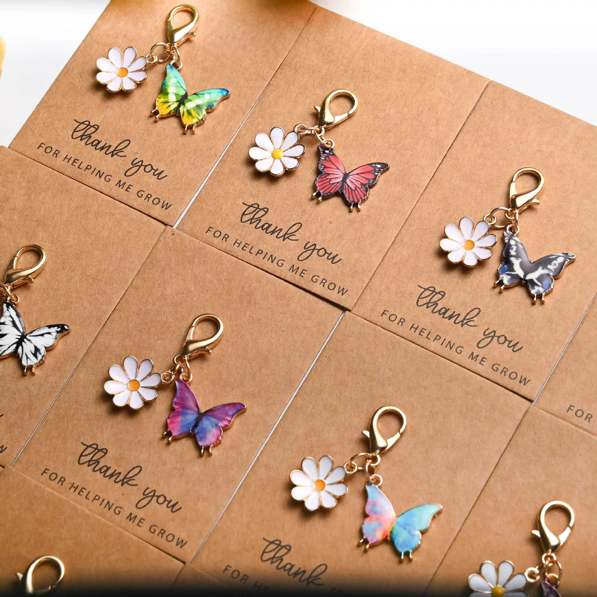 Mini Butterfly and Chrysanthemum Keychain Necklace Adorable Design Perfect as Gifts for Women Friends Thanking Teachers Birthday Party Accessoriesor Wedding Favor