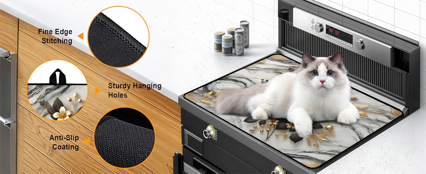 JOYFINITY Heat-Resistant Glass Stove Top Cover with Anti-Slip Rubber Coating – Electric Stove Protector, Scratch-Resistant, Expands Counter Space, Stylish Kitchen Decor (Rose, 28.4*20.5 in)