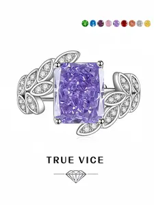 "Purple Haze Leaf Crown • Dreamy Ring" Light luxury original premium purple gemstone ring, sparkling ice-cut adjustable band. Ideal gift for dates, perfect for daily wear, vacations & banquets.