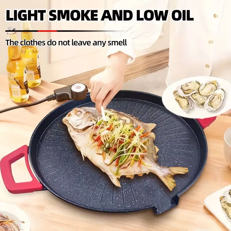 TANLOOK KITCHEN 1500W Portable Electric Korean BBQ Pan - Indoor Smokeless Non-Stick Griddle, Adjustable Temperature Control, Portable Barbecue Grill for Home Cooking