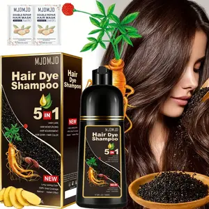 Dark Brown Hair Dye Shampoo for 100% Gray Coverage - 17.6 oz 5 IN 1 Hair Color Shampoo with 24 ml Hair Mask,Ammonia & Paraben Free,Long Lasting Semi-Permanent Natural Color for Women & Men