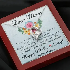 Mother's Day Necklace for Mom – Heart Pendant Gift with Loving Message Card, Mother's Day Gift from Daughter or Son