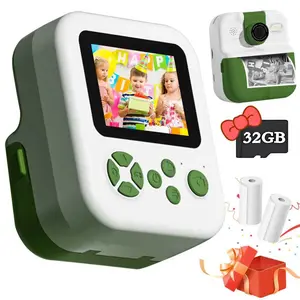 Kids Instant Print Mini Camera with 180° Rotatable Selfie Lens, Educational Games + Music Player, Easter Gift for Boys & Girls Ages 3-10, Includes 2 Photo Paper Rolls & 32GB Memory Card