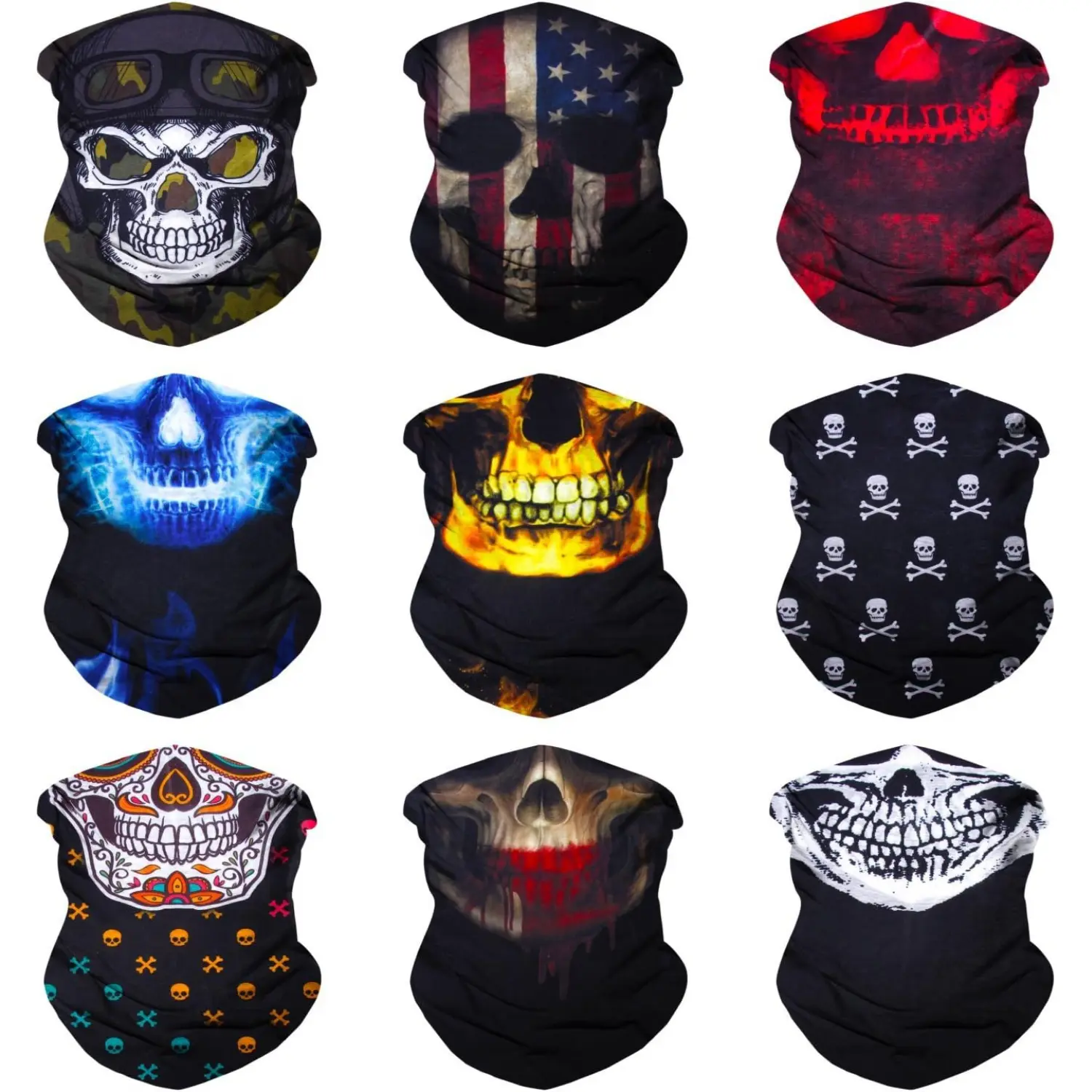 Skull Neck Gaiter Face Cover Bandana for Men Women