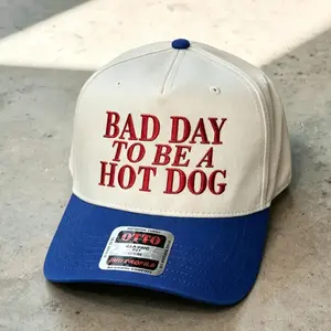 Funny “Bad Day to Be a Hot Dog” Trucker Hat – Vintage Snapback Baseball Cap for Men Women, 4th of July Patriotic Hat, Father’s Day Gift for Dad, Mother’s Day Gift for Mom, Trendy Summer Meme Cap