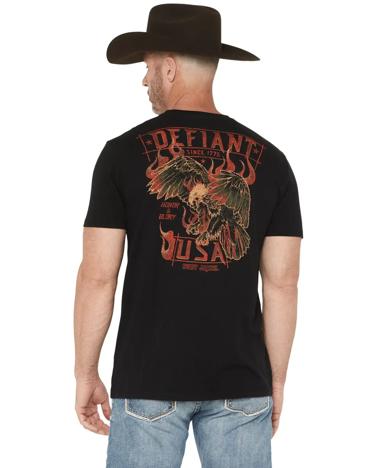 Cody James Men's Men'S Honor And Glory Eagle Embroidered Short Sleeve - Cjsp26t9-Blk