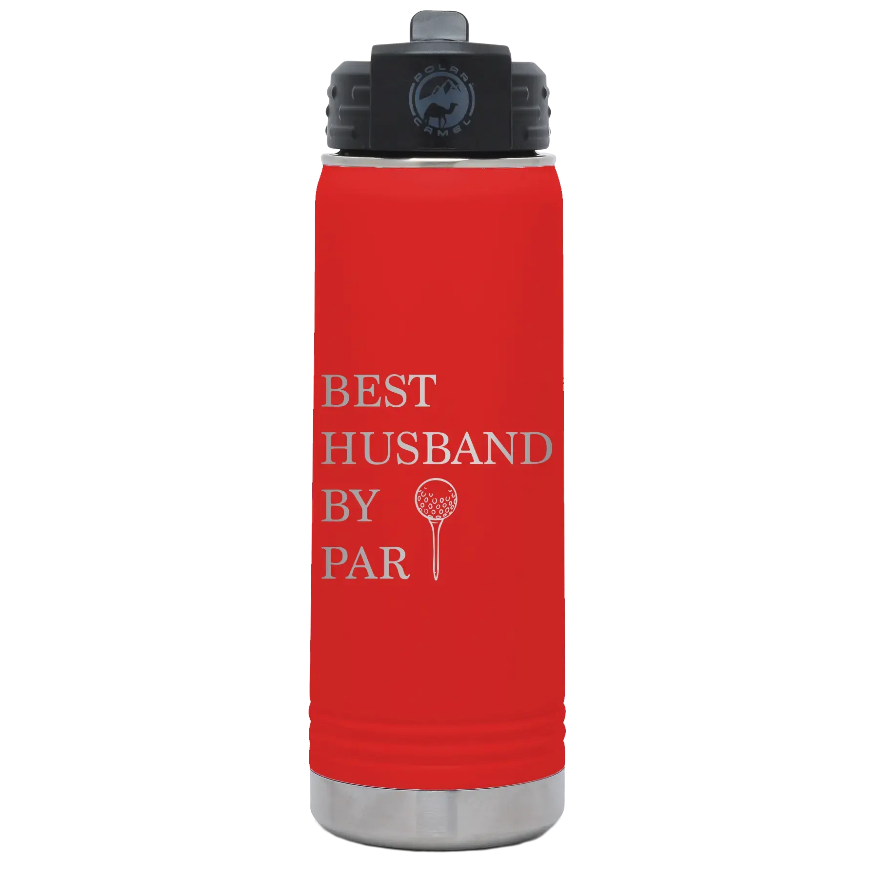 Personalized Best Husband by Par 20 oz Water Bottle - Red
