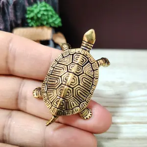 Handmade Solid Brass Wealth Turtle Figurine, Long Life Lucky Charm, Home Office Decor, Gift Collectible, No Ca Prop 65 Re, Feng Shui Ornaments