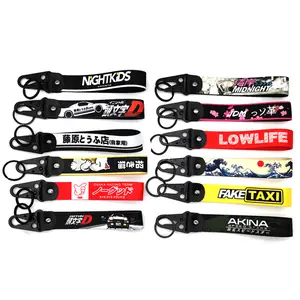 JDM Racing Keychain Car Style Wrist Key Chain Key Rings Key Holder Heat Transfer Process FOR FAKE TAXI LOW LIFE Accessories