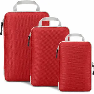 Foldable Compressible Packing Cubes Set, Waterproof Nylon Travel Storage Bags with Handles, Portable Suitcase Luggage Organizer for Clothes, Shoes & Accessories
