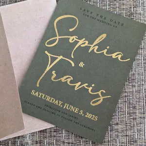 SAMPLE Randela Save the Date - Olive Green 5x7-inch Card