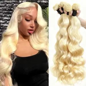 30 Inch 613 Human Hair Bundles Body Wave Blonde Bundles 100% Unprocessed 12A Grade Brazilian Virgin Human Hair 613 Hair Extensions for Women With 4x4 Closure