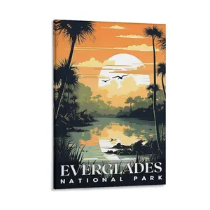 Everglades National Park, National Parks Wall Poster Canvas Poster Bedroom Decor Sports Landscape Office Room Decor Gift Frames Ornaments Artistic Decoration Photo Print