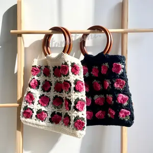 Vintage-Inspired Handcrafted Floral Shoulder Bag｜Retro Hand knitted Floral bag ｜Crochet Bag | Crochet Purse | Crochet tote | Gift For Her
