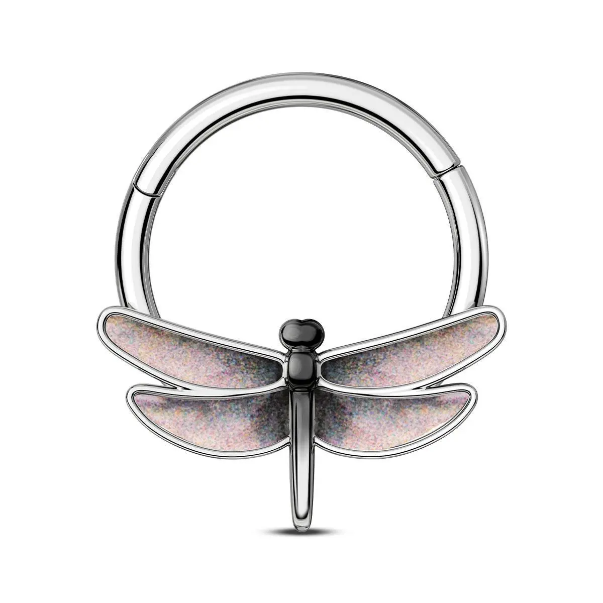 OUFER 16G Unisex Dragonfly Resin Hinged Body Piercing Hoop, Septum & Nose Piercing Jewelry, Body Piercing Jewelry