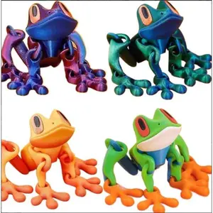 4PC Refrigerator Magnets, Higher End Fridge Magnets, 3D Printed Magnetic Frog,Realistic Jointed Jumping Frogs Model, Cute Movable Frog Decoration for Fridge and Metal Surfaces