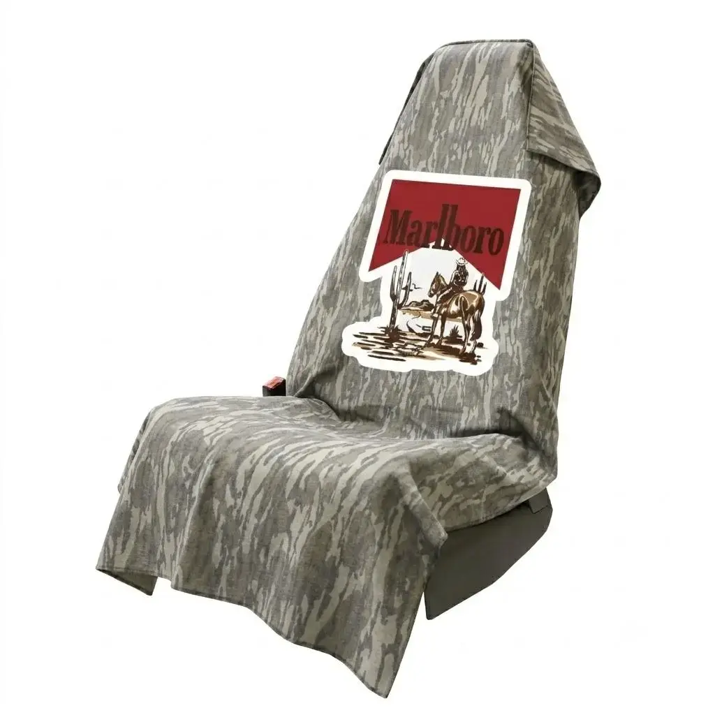 Vintage Deer Car Seat Cover – Brown Checkered Hunting Microfiber Seat Protector for Cars