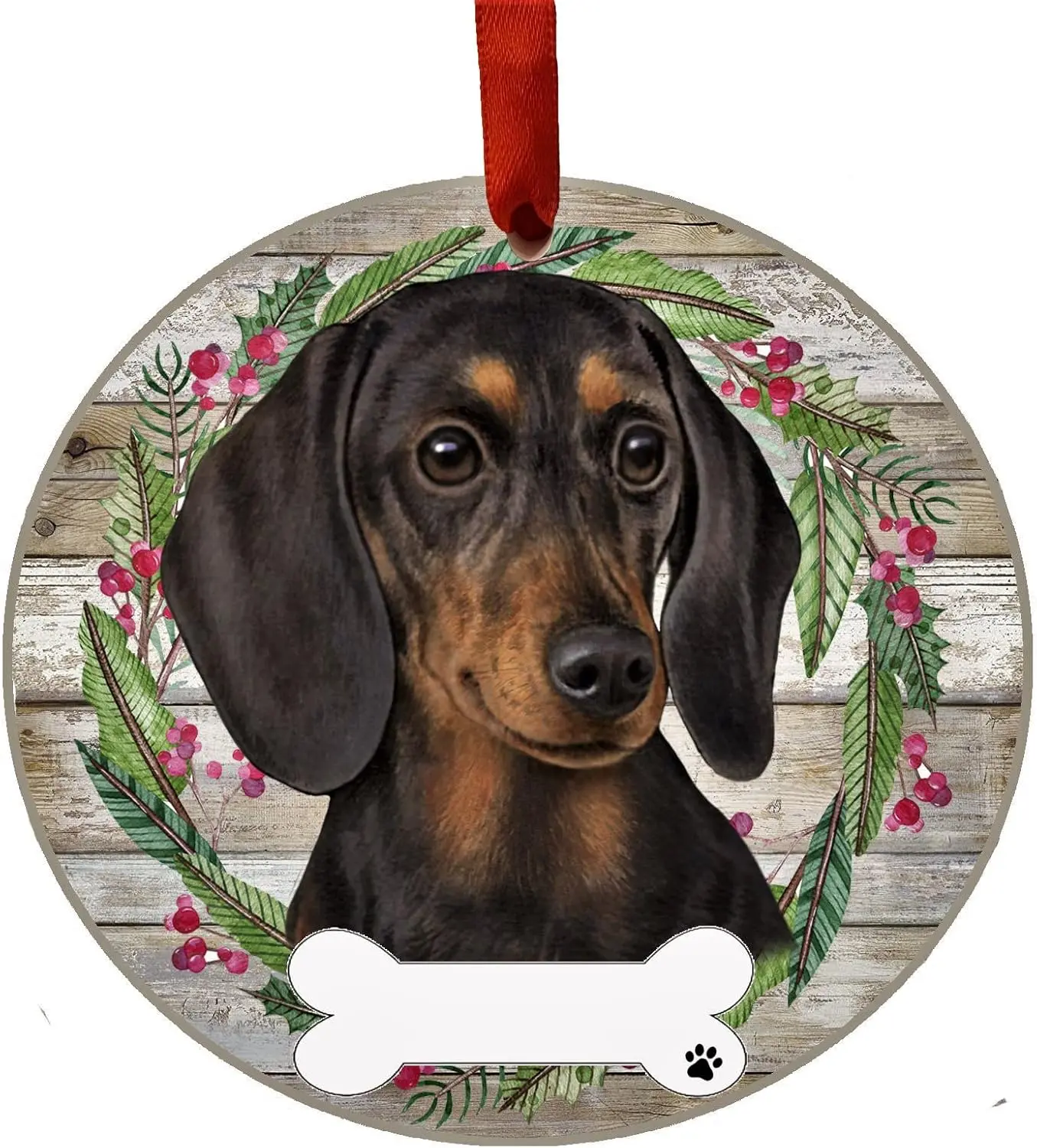 Black Dachshund Ornament - Dog Gifts - Ceramic Round Ornament Glazed Finish - X-mas Decoration - Christmas Ornaments Craft Gifts - Ornaments for Pet Lovers