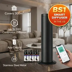 Luxury Hotel-Inspired Scents Home Aroma Diffuser Discovery Kit with APP Control Covers Up to 1250 Sq Ft Stainless Steel Metal Long-Lasting Essential Oils