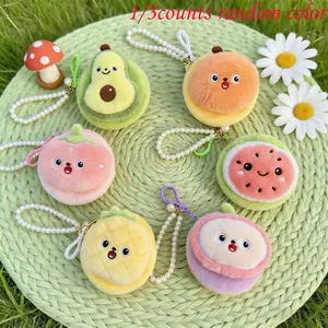 Plush Toy Fruit Coin Pouch, Multi-Functional Mini Storage Bag, Zipper Closure for Easy Carrying, Christmas New Year Gift