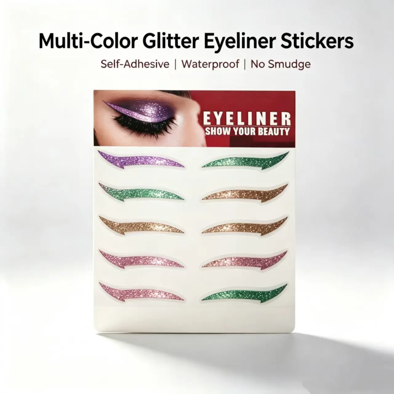 6-Pair Vibrant Multi-Color 2-in-1 Eyeliner Stickers, Self-Adhesive Winged Eyeliner & Double Eyelid Tape, Long-Lasting Cosmetic for Party Makeup, Water Proof, Apply Easily, Mixed Colors, Daily, All-Day Hold, Dual Function