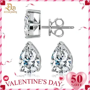 Delzzad Pear Cut Stud Earrings Lab-Created Moissanite Stud Earring S925 Sterling Silver Moissanite Jewelry Perfect Birthday Mother’s Day Christmas Gift for Men Women Wedding Set