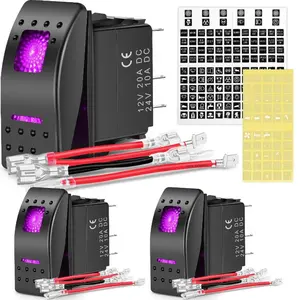 Nilight 3Pcs 5Pin SPST On/Off Rocker Switches, LED Backlit, Waterproof, for Lighting, Ambient Lighting Car & Outdoor Electrical Equipment & Supplies
