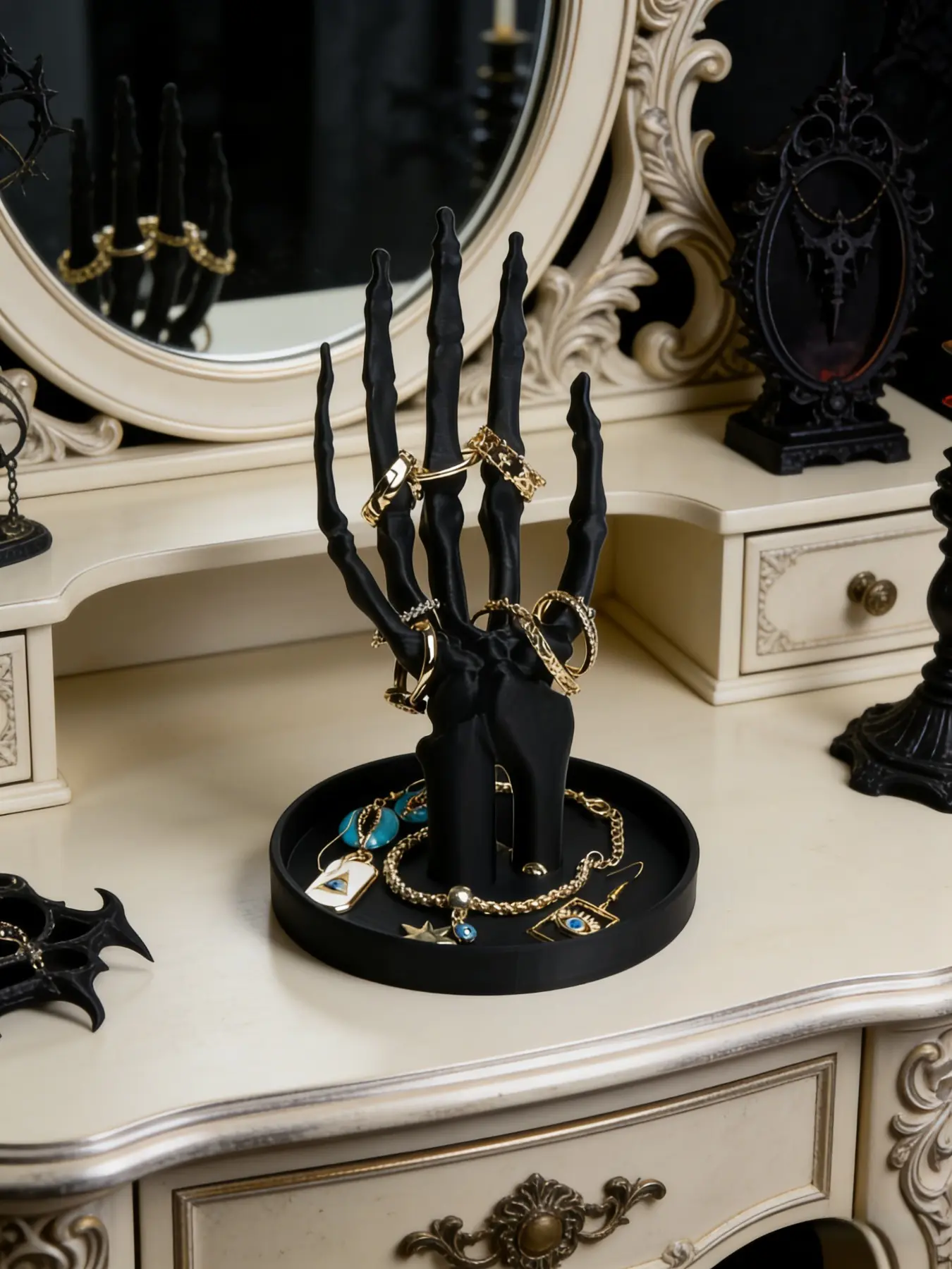 Gothic Demon Hand Jewelry Stand, Twisted Bone Design, Creative Jewelry Holder Organizer, Gothic Vanity Display Piece, Dark Style Decorative Item