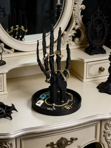 Gothic Demon Hand Jewelry Stand, Twisted Bone Design, Creative Jewelry Organizer, Gothic Vanity Display Piece, Dark Style Decorative Item