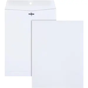 9 x 12 Clasp Envelopes,Deeply Gummed Flaps for Permanent Secure Seal, Great for Filing, Storing or Organizing Documents, 28 lb. White Wove, 100/Box (QUA38390)