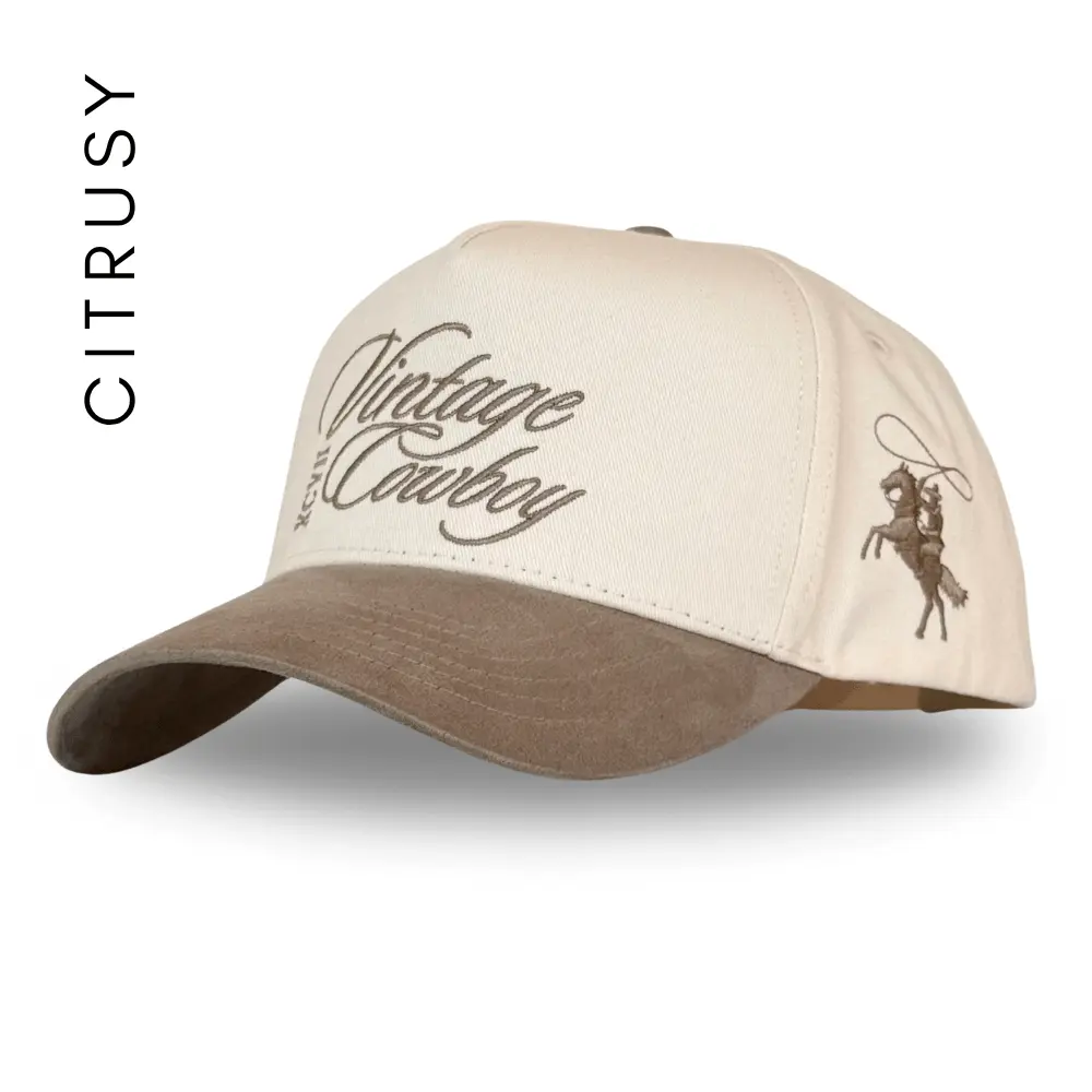 VINTAGE COWBOY TRUCKER HAT - CREAM/MUD SUEDE VINTAGE COWBOY TRUCKER HAT - CREAM/MUD SUEDE