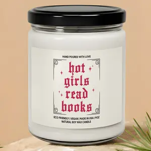 MAKEAGIFT Hot Girls Read Books Candle, Bookish Gift, Vintage Romantic Readers Candles, Gift For Book Lovers