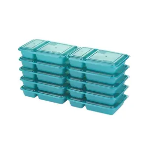 212 MAIN Airtight Food Storage Container Set - 10-Pack Blue Rectangular Compact Stackable Kitchen Containers, 2-Piece Meal Prep Dishes for Home Organizing, Dishwasher-Safe, Food Storage Containers, Airtight Container Set