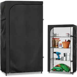 Rileytee Heavy Duty  Wire Shelf Cover Dustproof Waterproof with Zipper Outdoor Indoor Storage Rack Cover