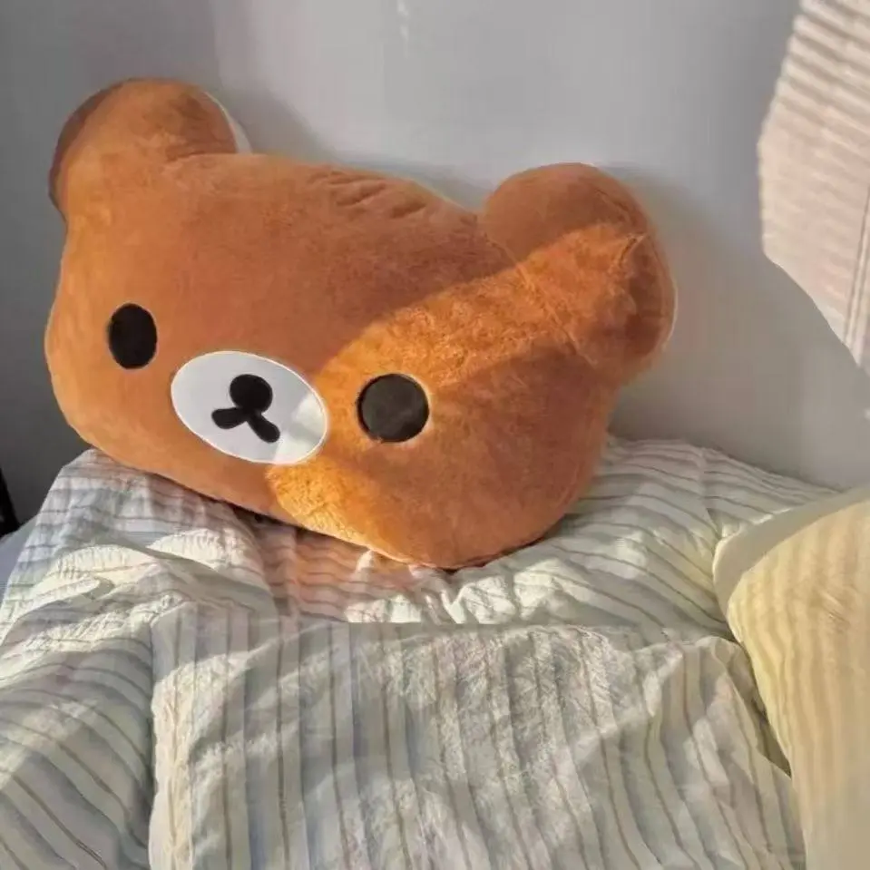 60cm Rilakkuma Plush Pillow - Soft Fluffy Stuffed Bear Doll Cushion Backrest, Cute Toys for Girls, Ideal Birthday Gift for Bedroom, Sofa, Girl