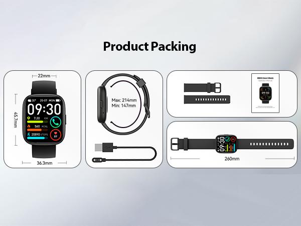 Alexa-Enabled Smart Wristwatch (Wearable Device), 1.83" HD LCD Touchscreen Fitness Tracker with Bluetooth Call, Heart Rate Monitor, Sleep Tracking, 120+ Sports Modes, IP68 Waterproof for Android & iPhone (with Camera), Workout, Magnetic, Charging