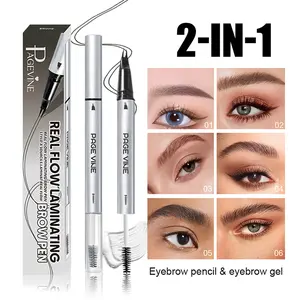 2-in-1 Microblading Pen & Brow Lamination Gel – Natural-Filling Eyebrow Pen with Fast-Drying Clear Gel for Long-Lasting Shaping, Waterproof & Sweatproof for All-Day Wear, Easy for Beginners, Makeup, Beginner Friendly