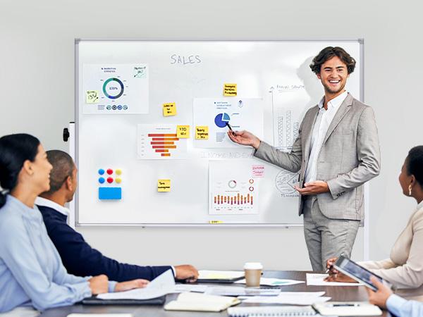 Rolling Whiteboard Double Sided , Magnetic White Board Dry Erase 46"x32" on Wheels, Dry Erase Board with Stand for School, Office and Home, Silver Aluminium Frame