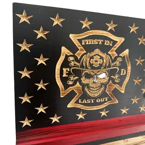 Rustic Firefighter challenge coin holder