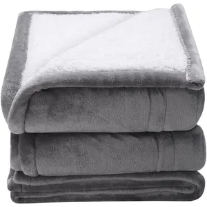 VEVOR Heated Blanket Electric Throw,  , 50" x 60" Twin Size, Soft Flannel & Sherpa Heating Blanket with 3 Hours Timer Auto-off, 5 Heating Levels for Sofa, Machine Washable, ETL & FCC Certification (Grey)