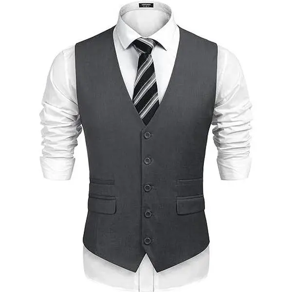 COOFANDY Mens Suit Vest Formal Dress Vest Slim Fit Buesiness Wedding/Graduation Waistcoat Casual Classic Casual Classic Fabric Menswear Pocket Shirt